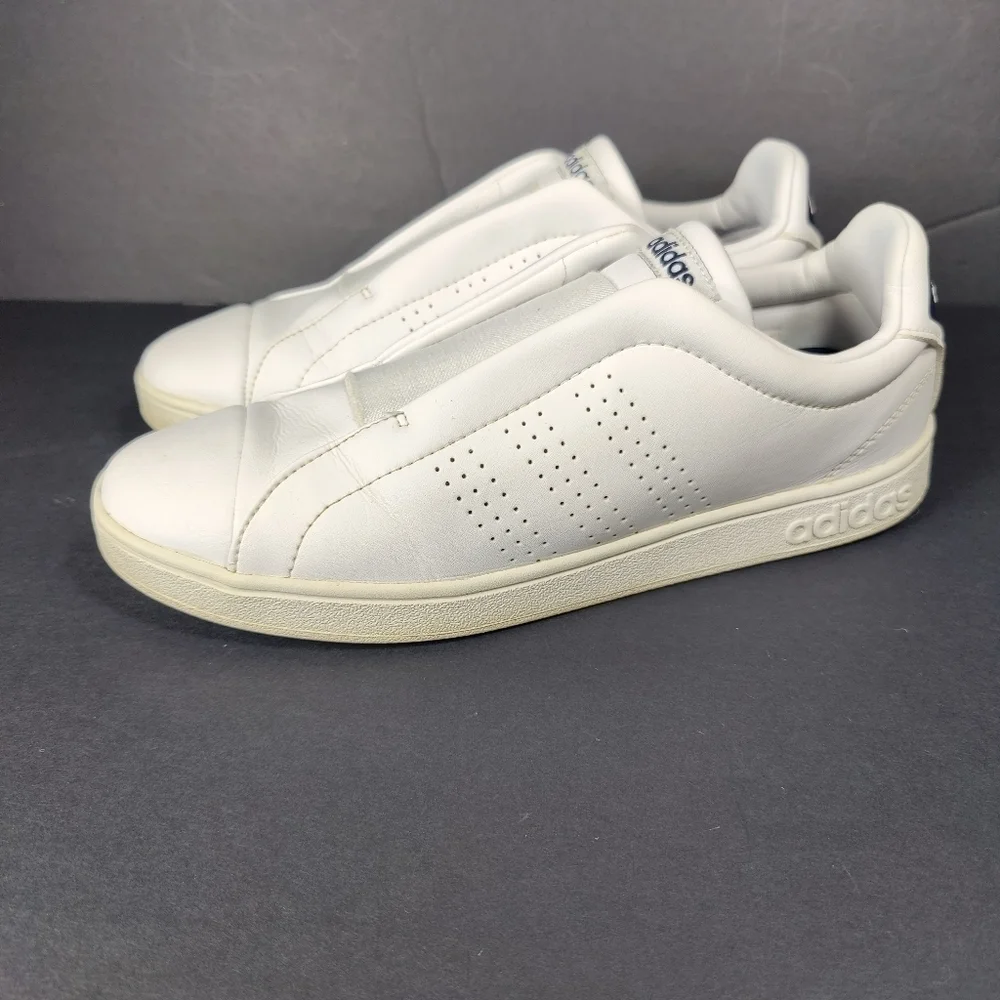 Adidas Women's Advantage Adapt Slip On White Leather Sneakers Shoes Size 9.5
